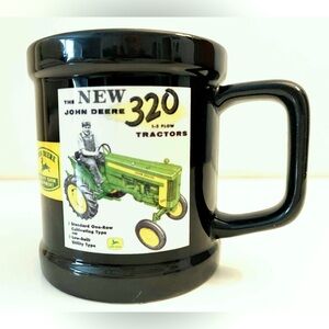 John Deere Black Mug with Vintage Tractor Graphic
